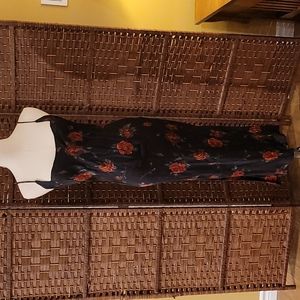 Vintage Black Slip Dress with Roses.